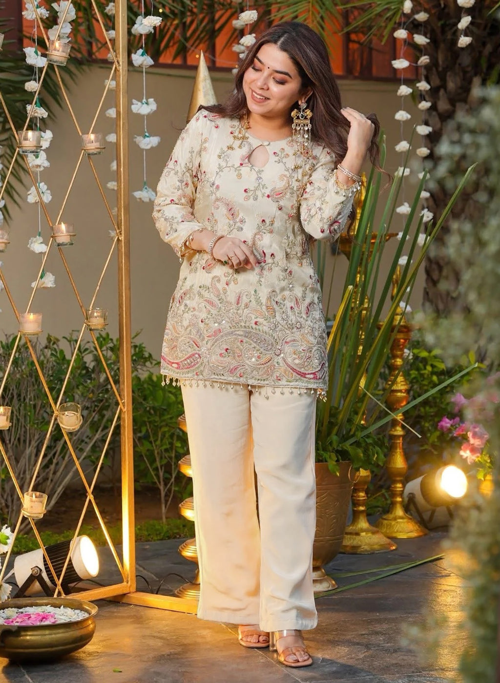 New Embroidered Work Off-White Pranavi Suit
