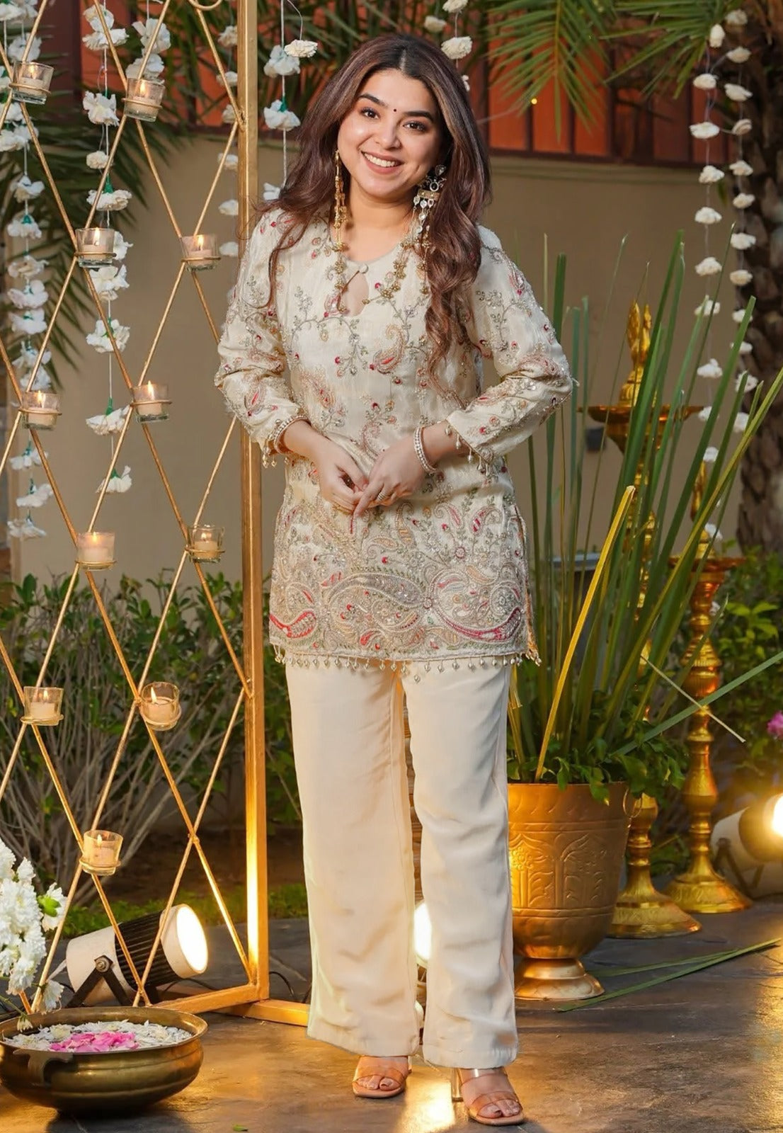 New Embroidered Work Off-White Pranavi Suit