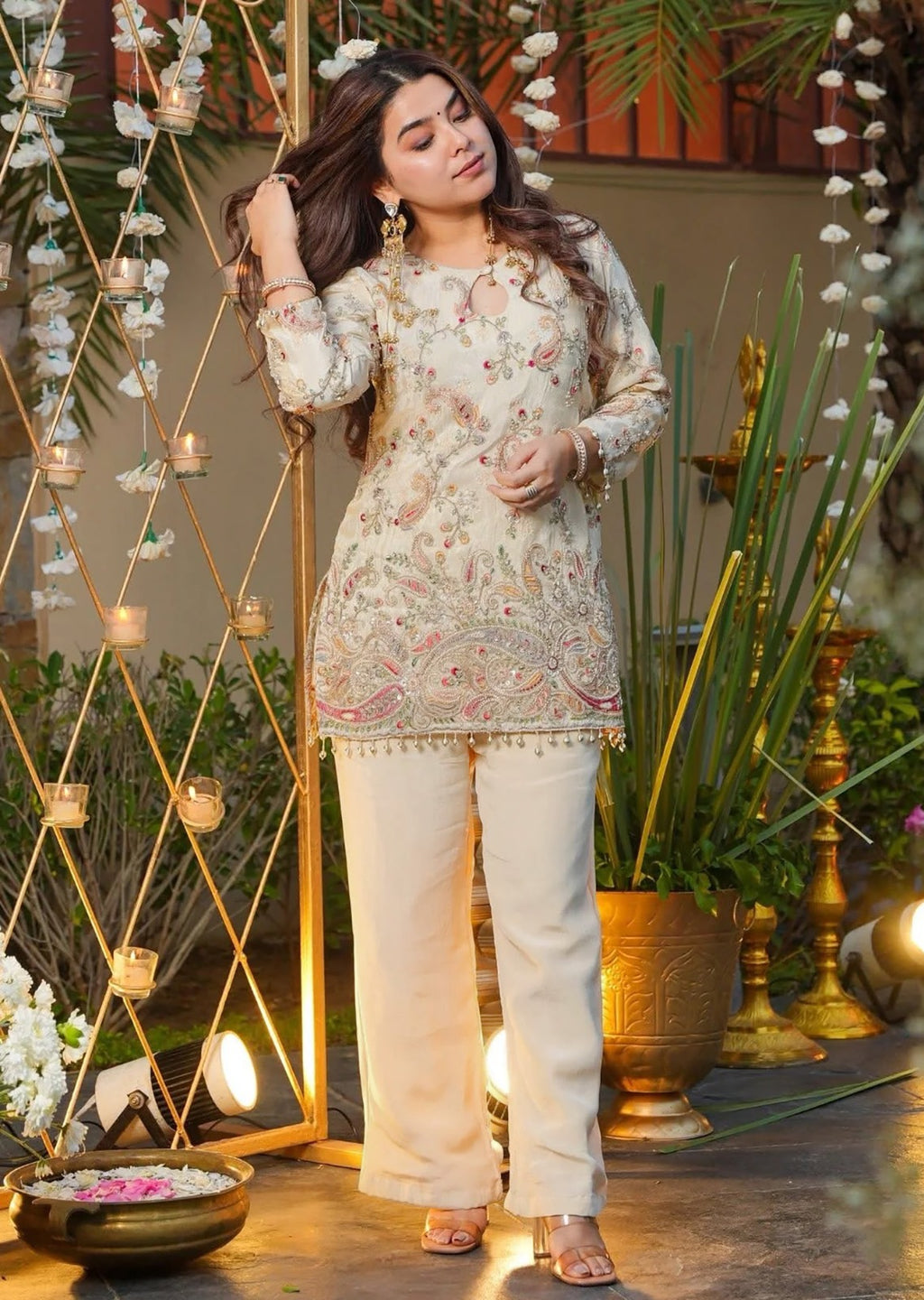 New Embroidered Work Off-White Pranavi Suit