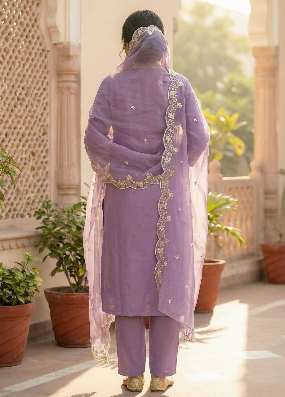 New Embroidered  Lavender Tapasya Suit