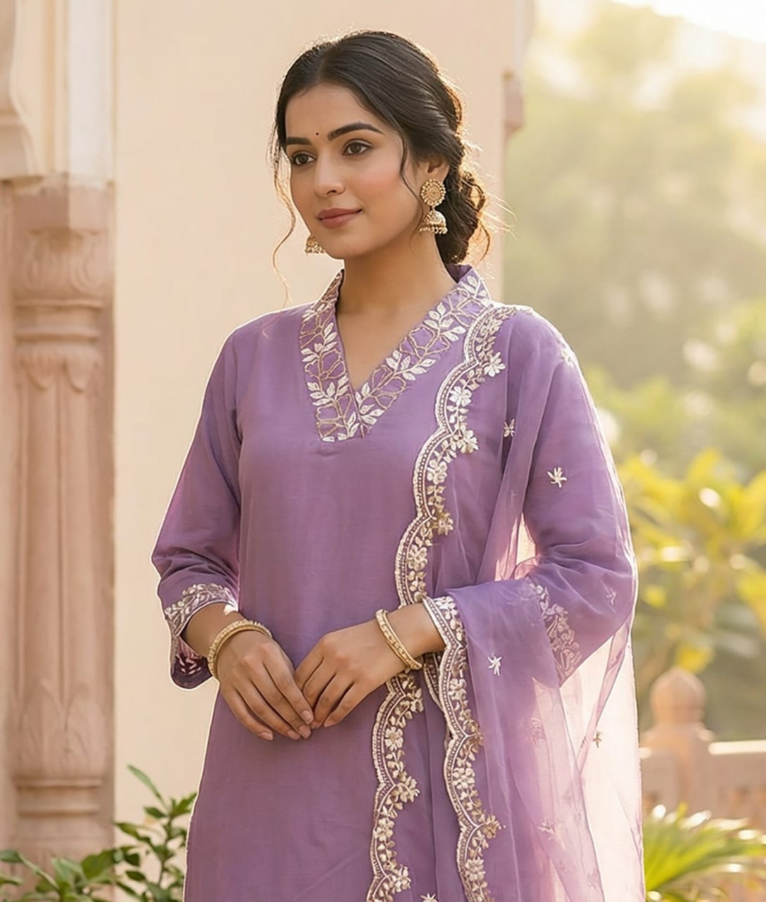 New Embroidered  Lavender Tapasya Suit