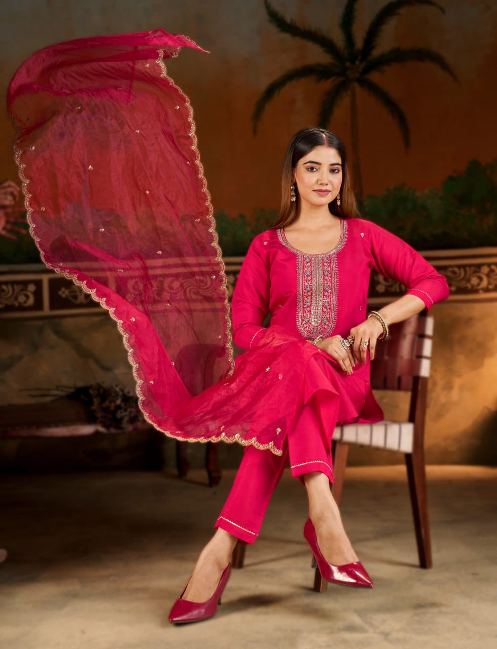 Fully Stitched Kurta and Pant &amp; Dupatta Set