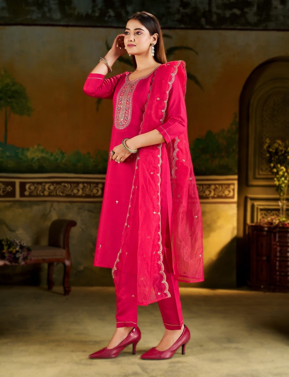 Fully Stitched Kurta and Pant &amp; Dupatta Set