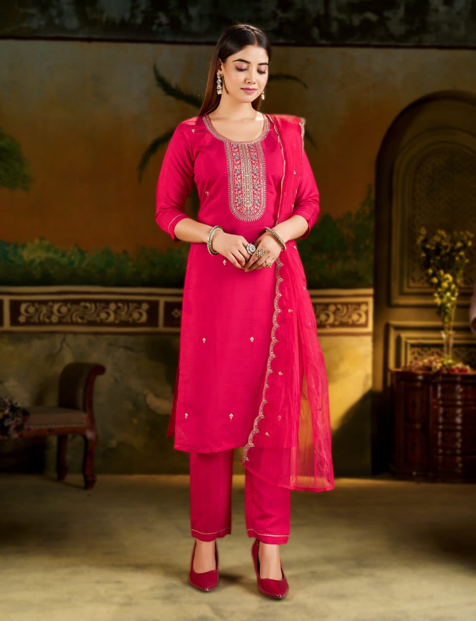 Fully Stitched Kurta and Pant &amp; Dupatta Set