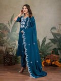 Fully Stitched Kurta and Pant &amp; Dupatta Set-Blue