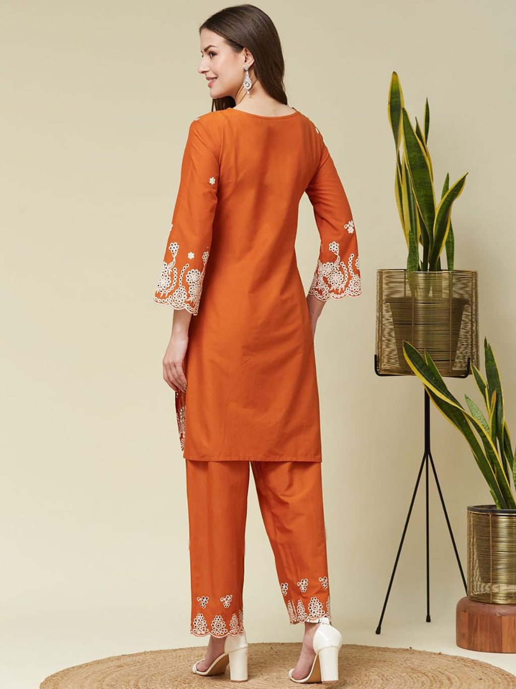 Orange Schiffil Suit