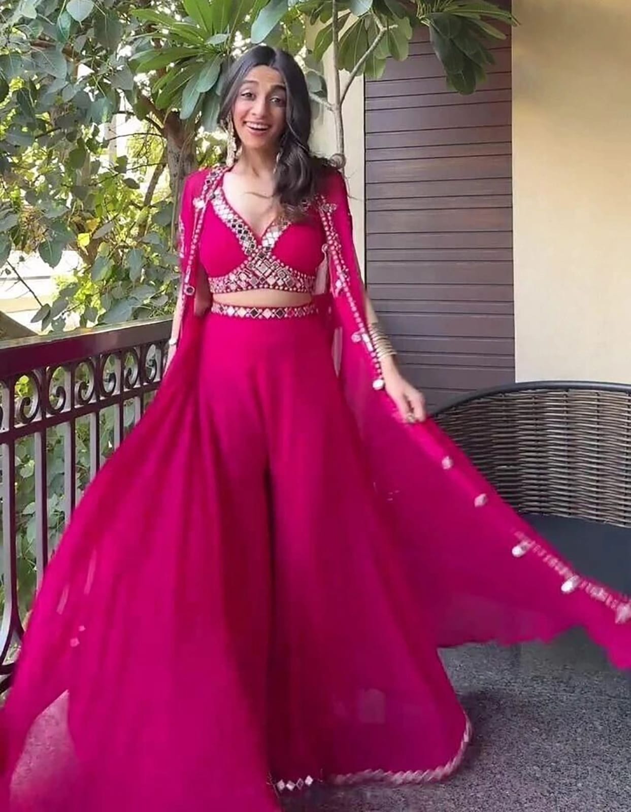 Pink Mirror Lehenga&nbsp