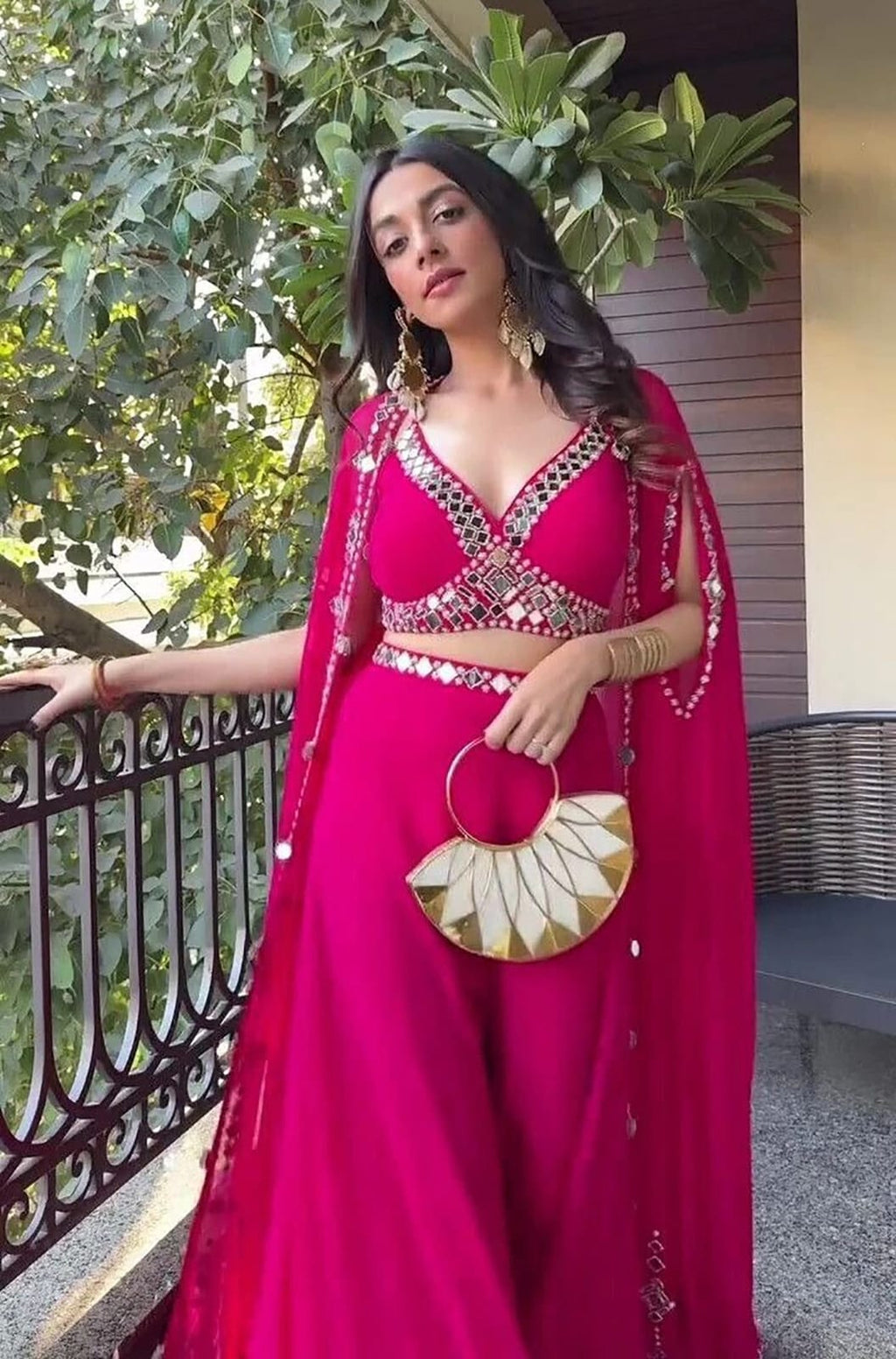 Pink Mirror Lehenga&nbsp