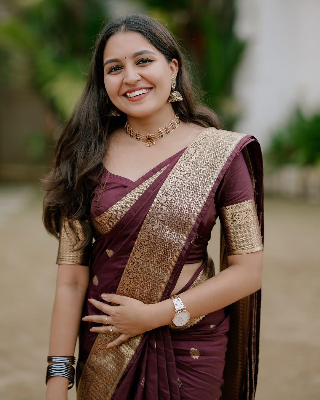 BANARASI SOFT SILK SAREE-BROWN