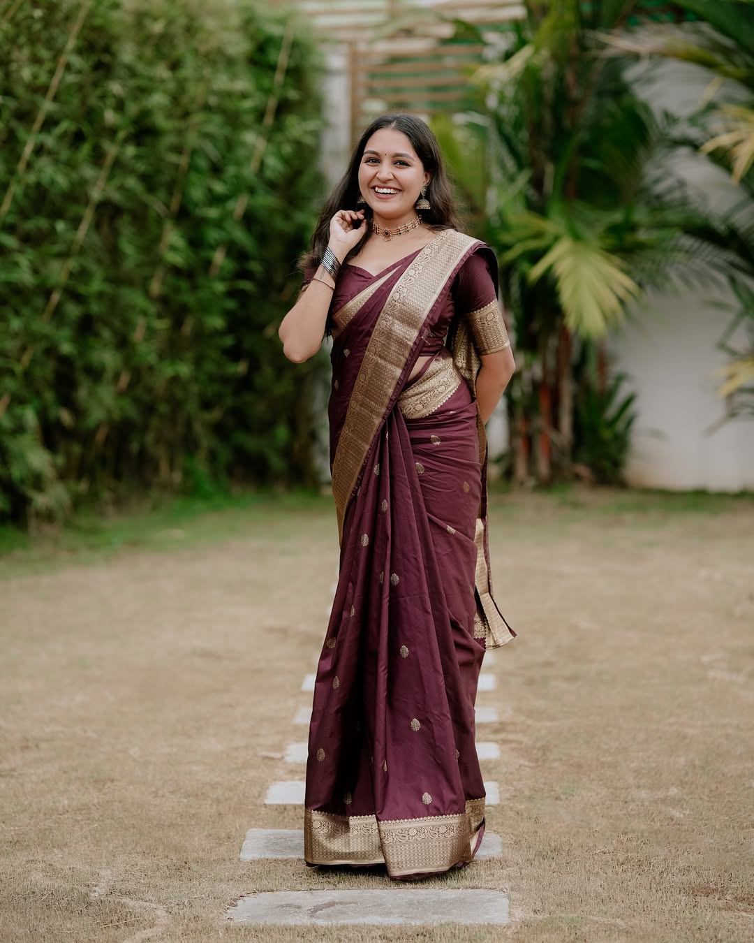 BANARASI SOFT SILK SAREE-BROWN