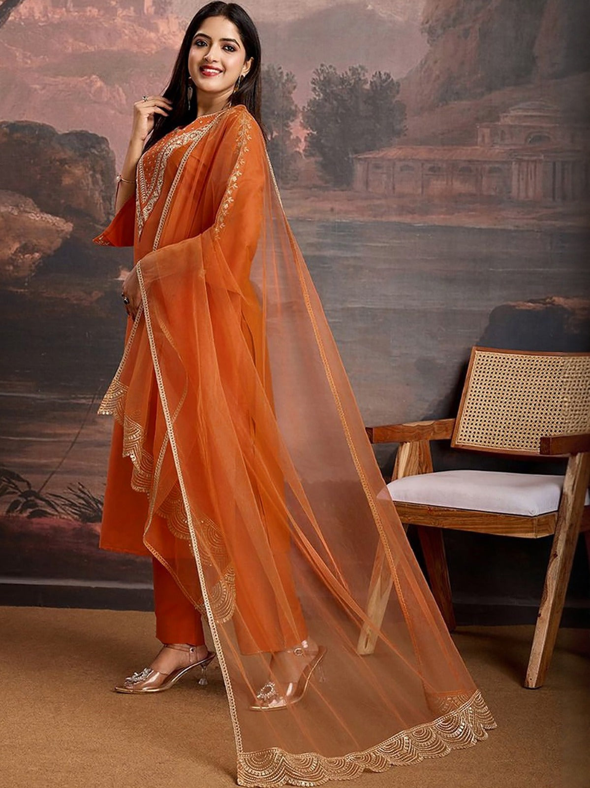 Orange Dastoor Suit -Women’s Kurta Pent Dupatta Se