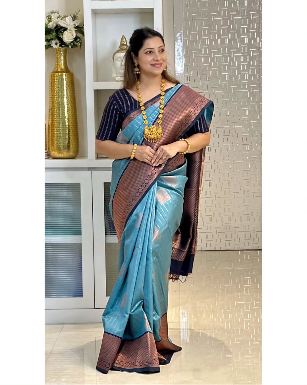 BANARASI SOFT SILK SAREE-BLUE