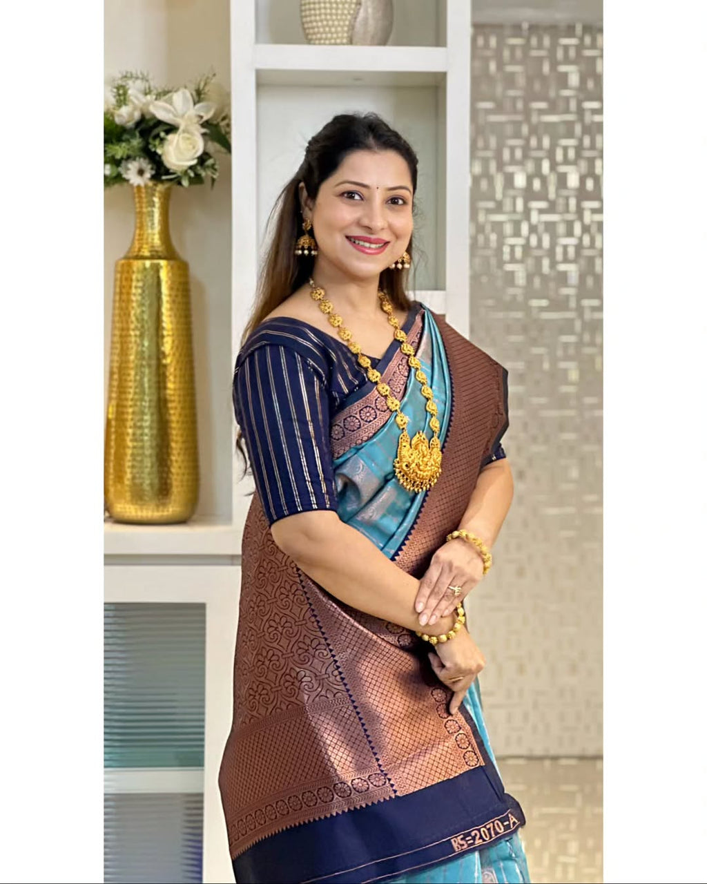 BANARASI SOFT SILK SAREE-BLUE