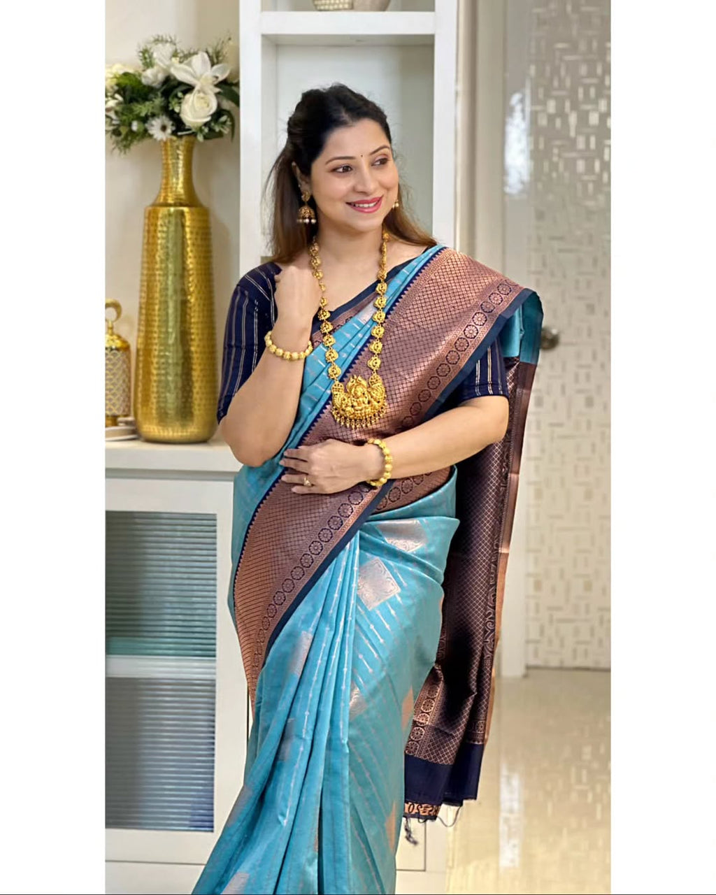 BANARASI SOFT SILK SAREE-BLUE