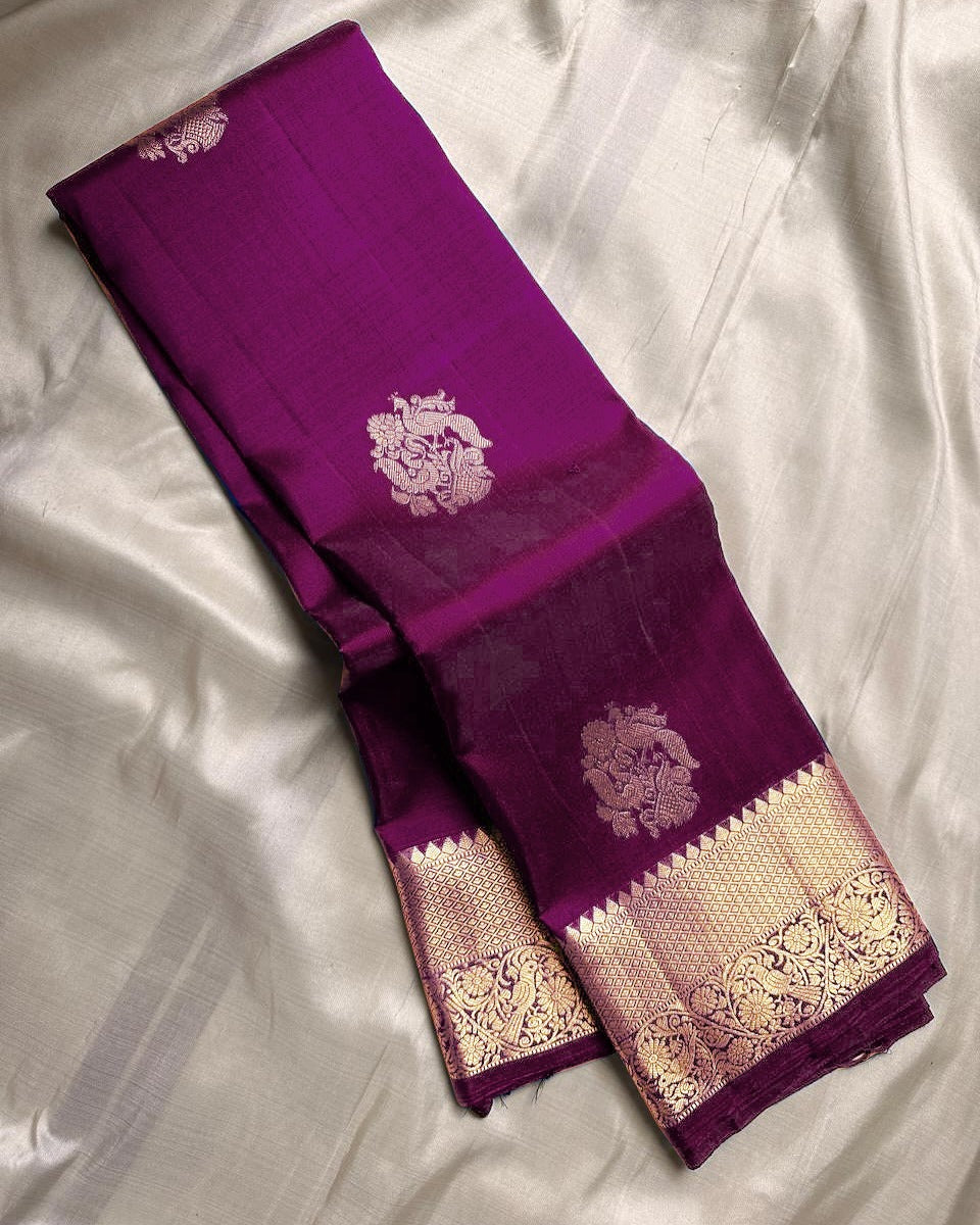 BANARASI SOFT SILK SAREE-DARK PINK