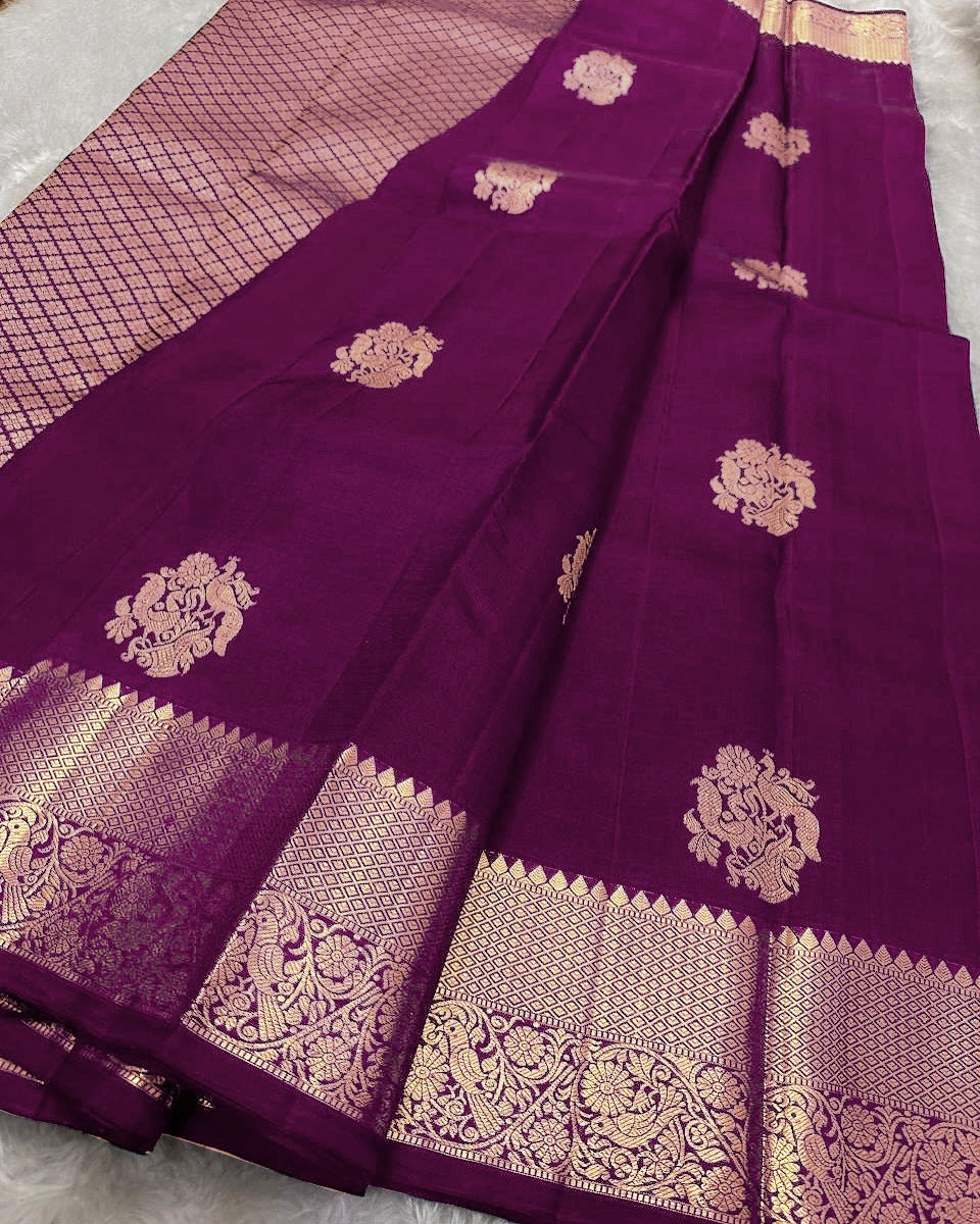BANARASI SOFT SILK SAREE-DARK PINK