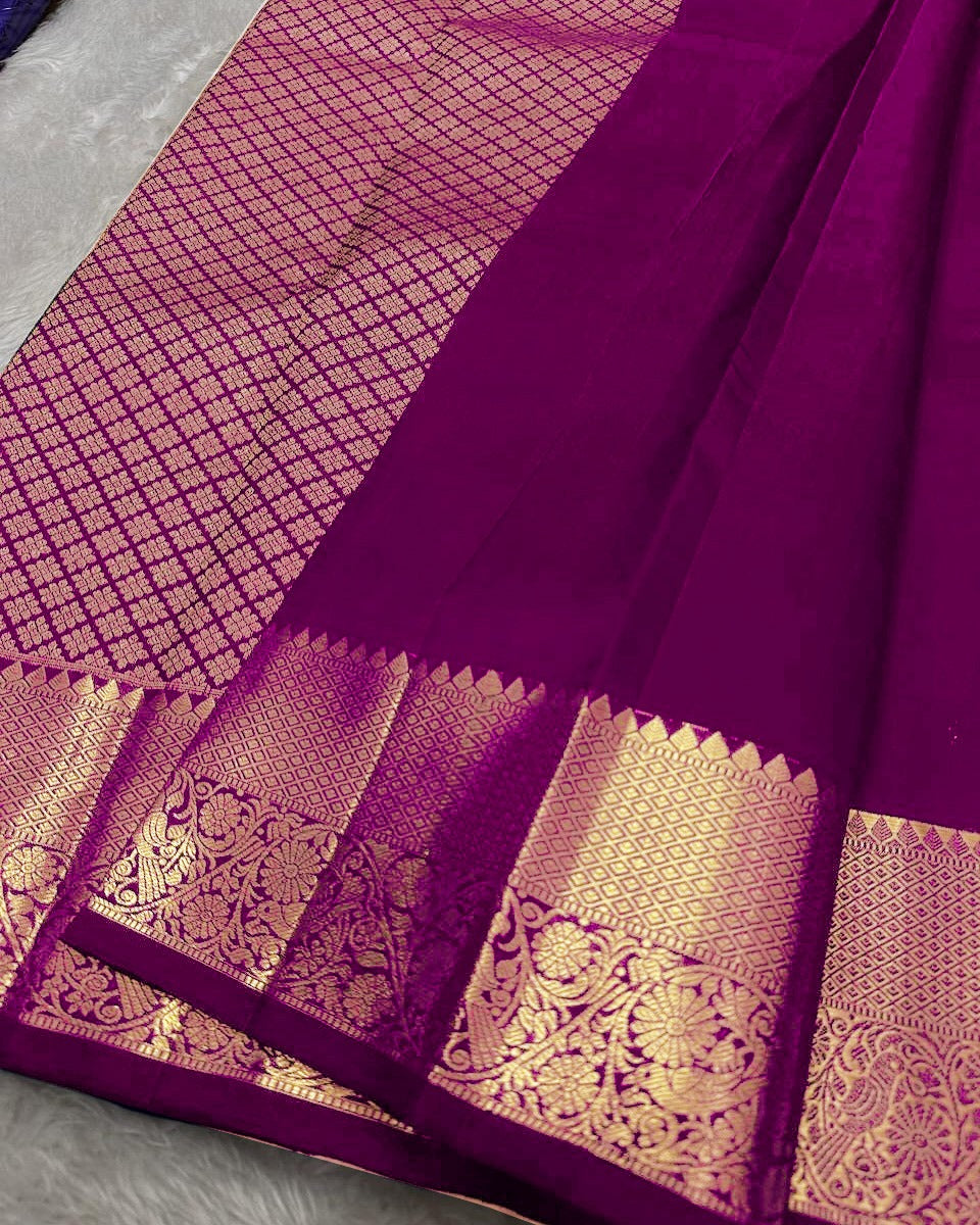 BANARASI SOFT SILK SAREE-DARK PINK
